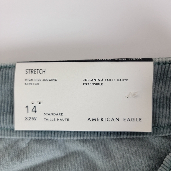 American Eagle Seafoam Green High Rise Stretch Corduroy Jeggings Sz 14/32 NEW - Picture 16 of 16